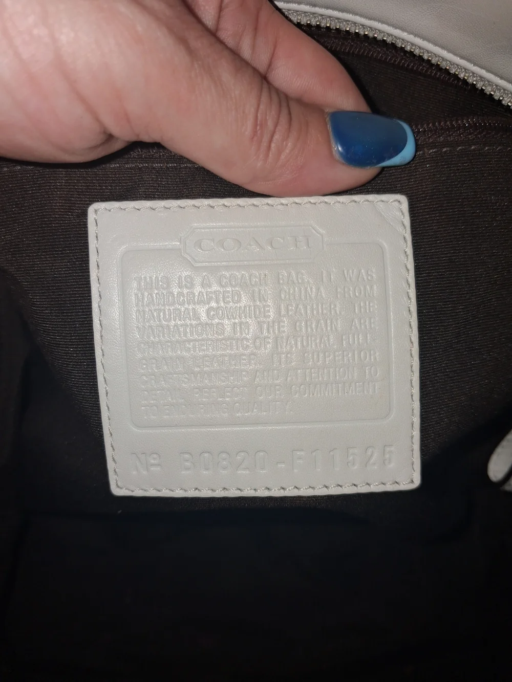Coach White Leather Tote Bag with Signature Embossing